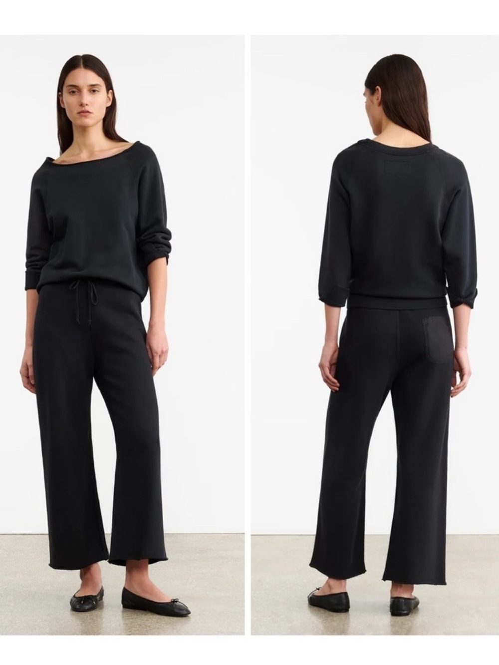 Nili Lotan Kiki Sweatpant Washed Black Luxe Minimalist Cropped Pants Size XS​